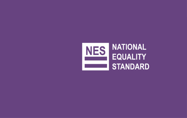 National Equality Standard logo with purple background and white text